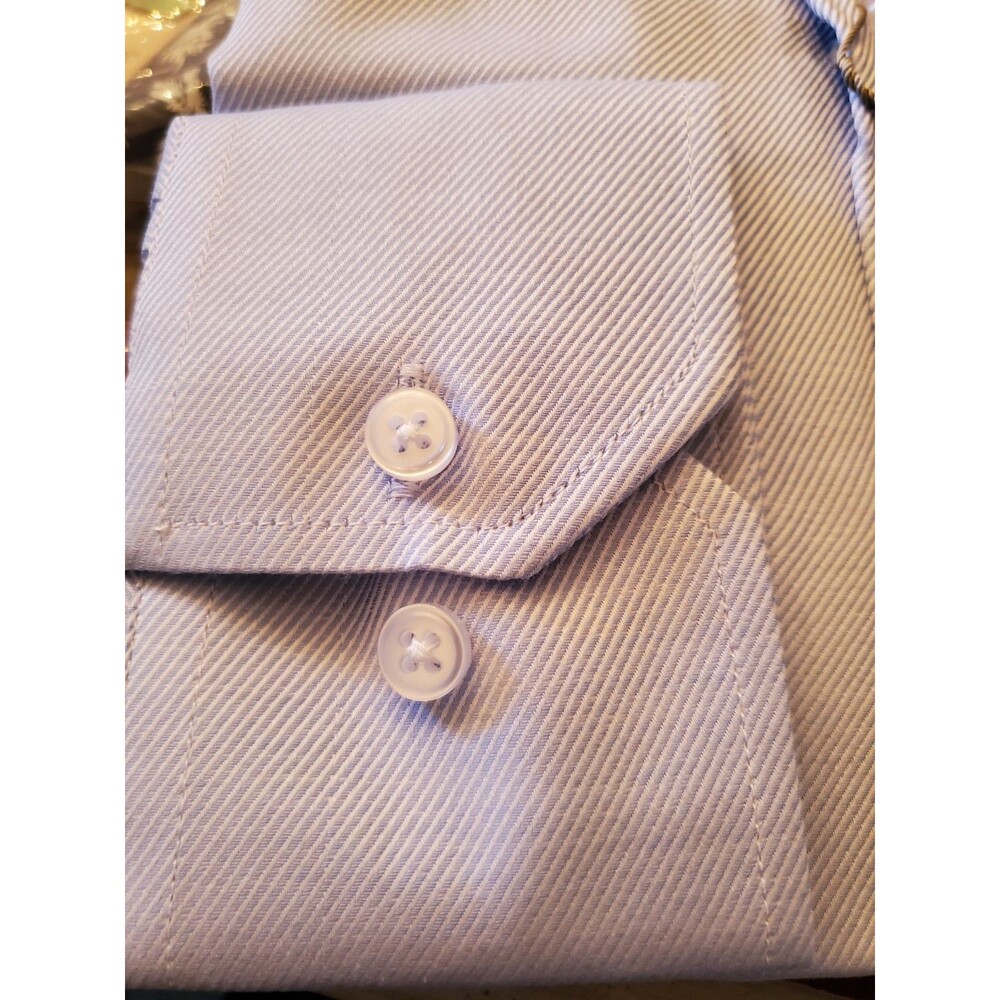 NWT Stacy Adams Modern Fit Dress Shirt Blue 15.5 32/33 M Cotton Button Down Mens - Picture 6 of 11